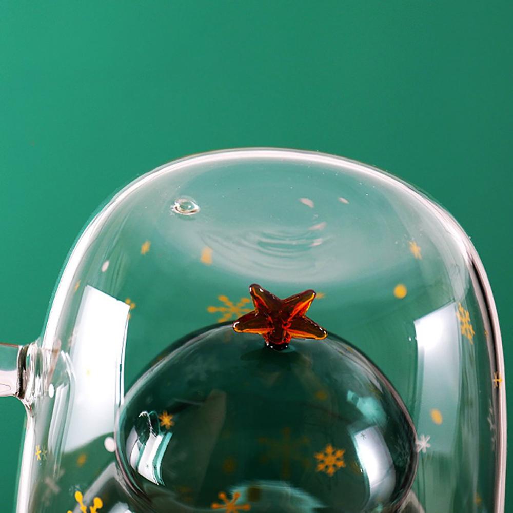 Julekop gennemsigtig dobbelt anti-skoldning glas juletræ stjerne kop kaffe kop mælkesaft kop børns jul