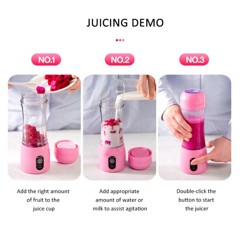 450ml Portable Electric Juicer Smoothie Blender Mini Food Processor Blender USB Blender Personal Blender Cup Juice Blender