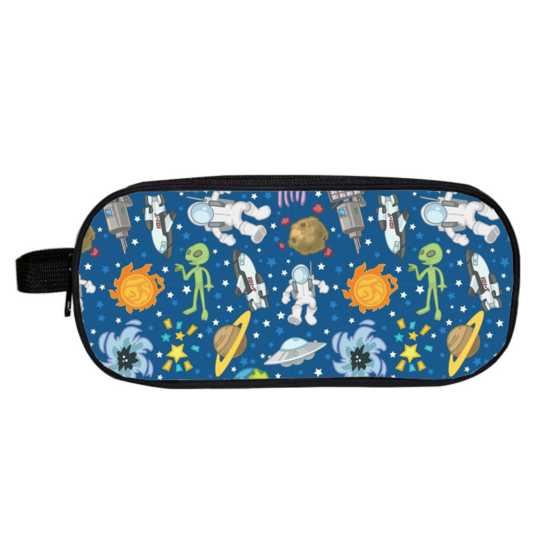 Cartoon DIY Pencil Case Kawaii Stationery Space Astronaut Alien Pen Bags For Boys Double Layer Kid School Pencil Cases: 05