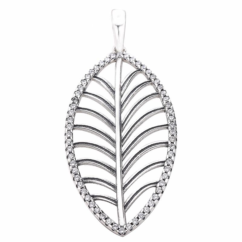 FAI DA TE di Fascino di Filatura Cuori Foglia di Quercia Albero Pendente Della Collana Della Piuma 925 Sterling Silver Bead Fit Originale Dei Monili Del Braccialetto: 10