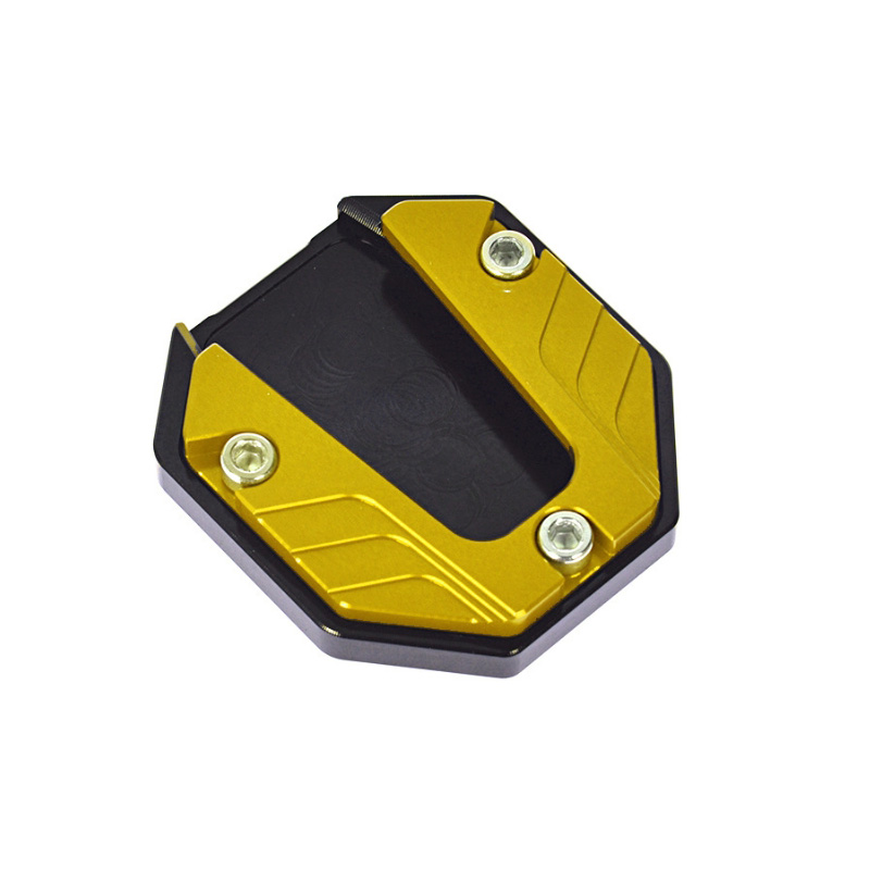 1 stks CNC Aluminium Motorfiets Kickstand Extender Voet Zijstandaard Extension Pad Anti-slip Ondersteuning Plaat Vergrote Basis: Goud