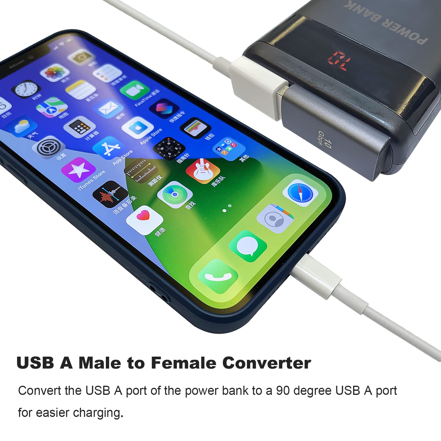Nnbili adaptador usb 3.1 de 90 graus, 1-2 pacotes, ângulo esquerdo, usb um macho para fêmea, extensor de conversor para pc, laptop, carregador usba e muito mais