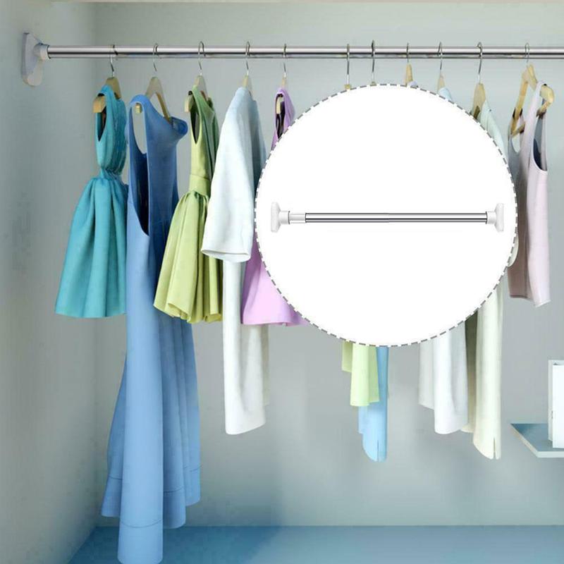 Durable Clotheshorse Telescopic Clothesline Pole Free Clothes Rod Retractable Drying Punching Balcony Bedroom For Bathroom E1I6