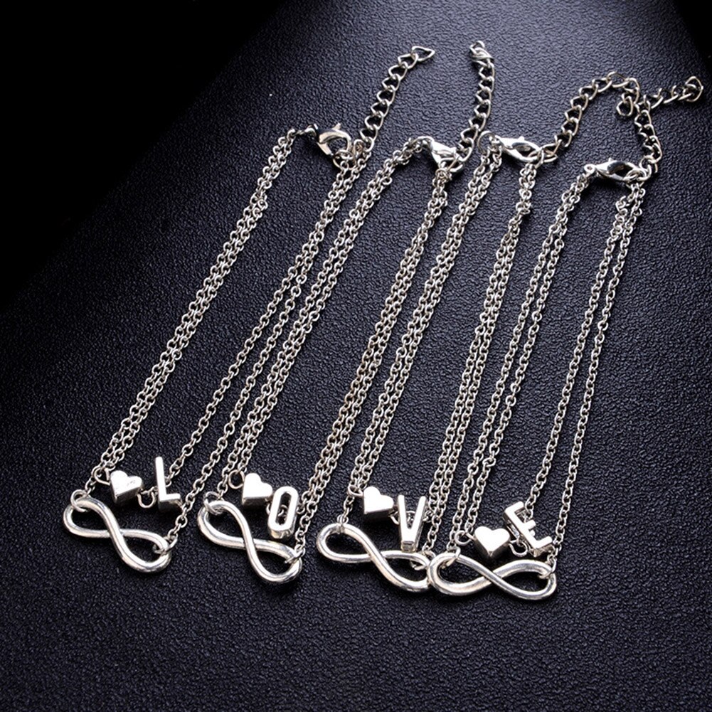 Simple Letter Heart Female Anklets Foot Jewelry Leg Anklets On Foot Ankle Bracelets For Women Leg Chain