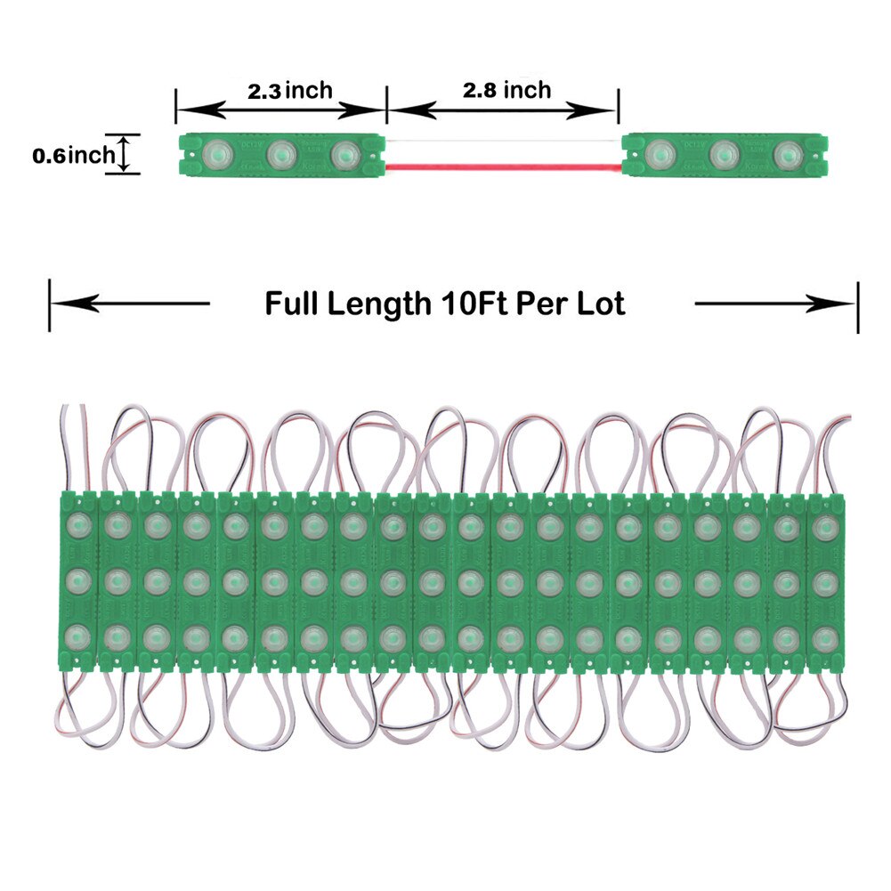 Superheldere led-module licht 3 leds  dc12v waterdichte etalageverlichting led-reclamemodule lichtlampen rgb-lamp