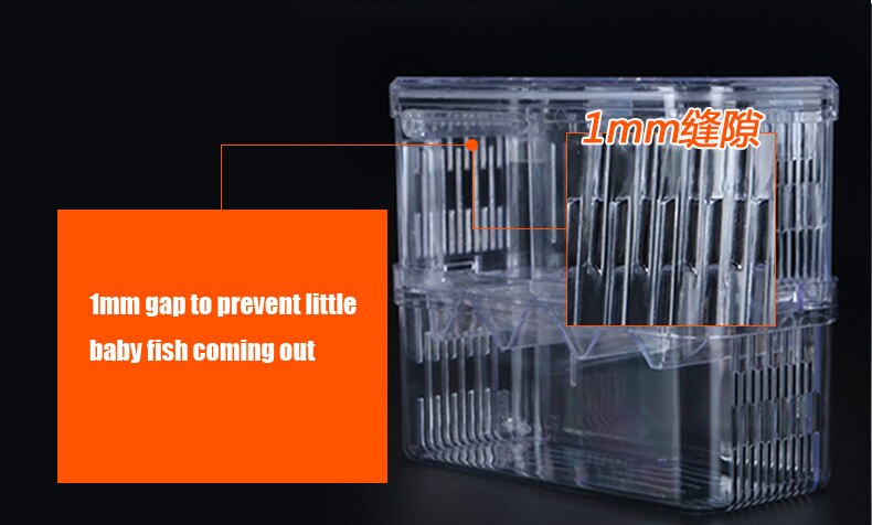 Caja de escotilla de 2 habitaciones para acuario, separación de peces pequeños, guppy, arcylico, flujo automático
