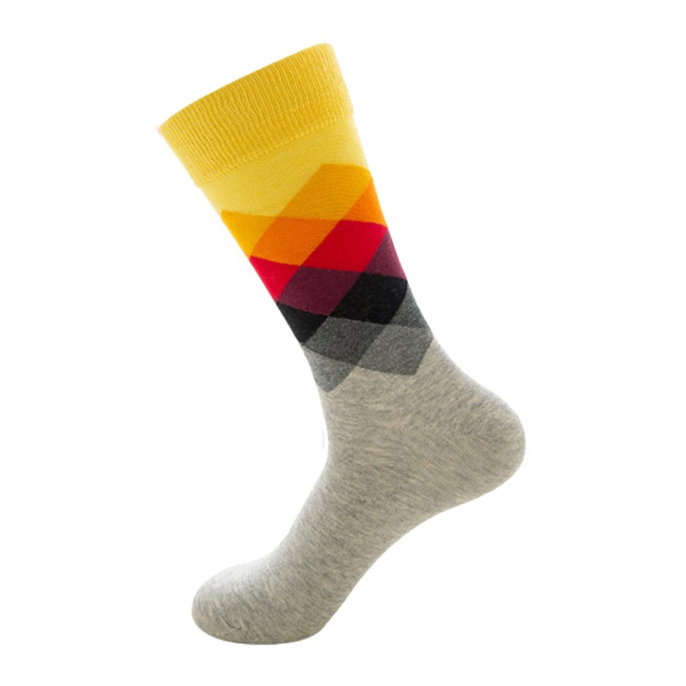 Chaussettes rayées pour hommes, à carreaux, à diamants de , en coton peigné, chaussettes: 14
