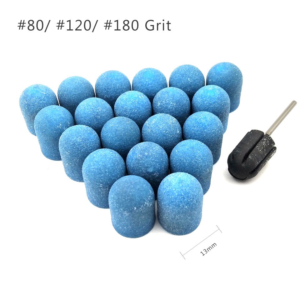 Lot de 20 embout de ponceuse avec poignée en caoutchouc, 13x19 mm, accessoires pour cuticules et pieds, pédicure, polissage, base en plastique, ponçage,