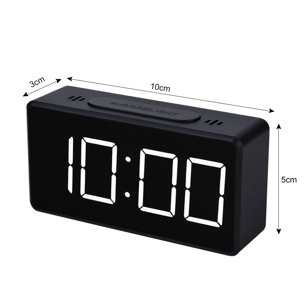 DIDIHOU LED Mirror Alarm Clock with Dimmer Snooze Temperature Function for Bedroom Office Travel Digital Home Decoration Clock: B Black