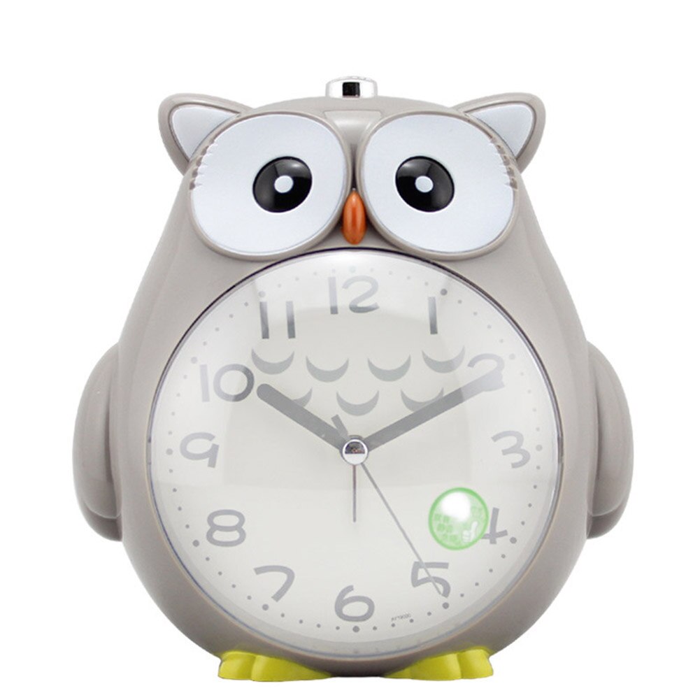 Alarm Clock Cute Owl Mute Scanning Luminous Clocks Night Light Double Tone Student Child Alarm Clock Birthday Kid: Gray