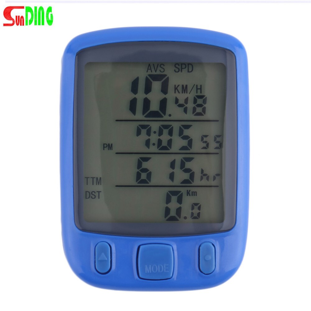 1 pc SunDing SD 563B Wasserdicht LCD Anzeige Radfahren Fahrrad Fahrrad Computer Kilometerzähler mit Grün Hintergrundbeleuchtung