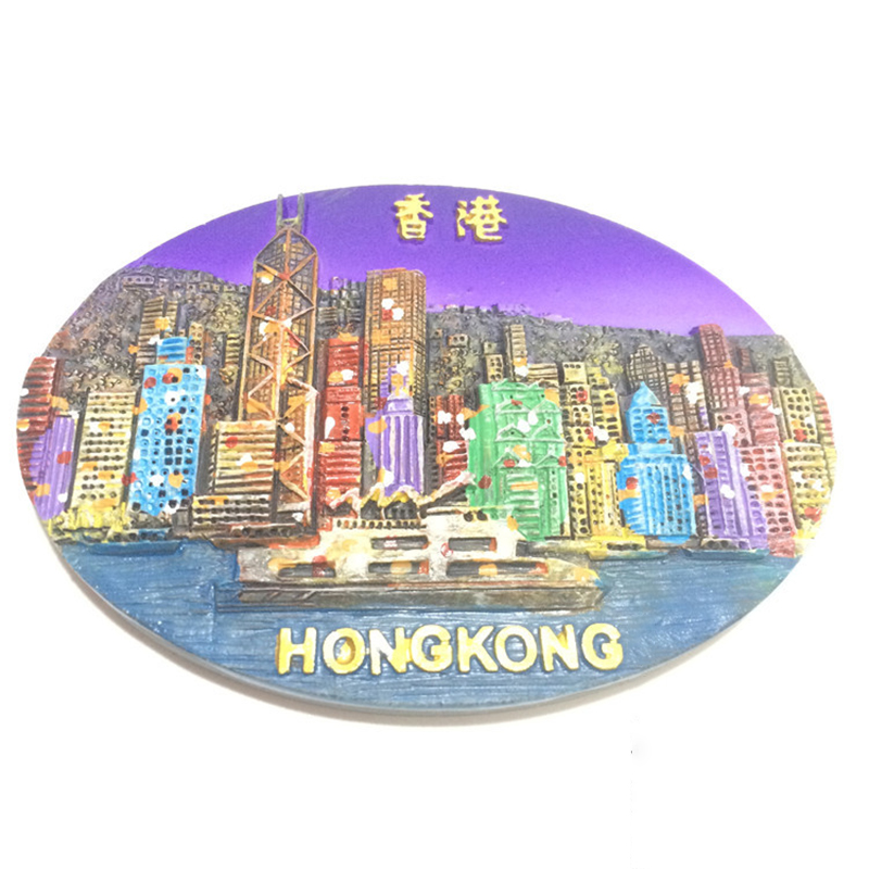 3d Fridge Magnet China Hong Kong World Tourism Fridge Sticker Refrigerator Stickers Decoration Resin Fridge Magnets