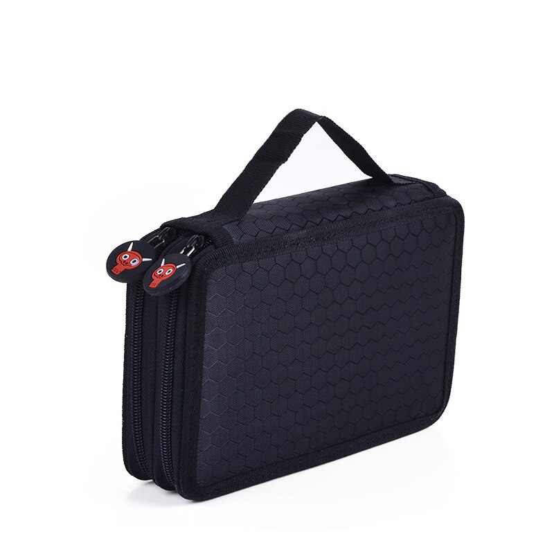 Söpö koulu penaali tytöille pojille penaali 2 kerrosta 32 reikää monikynälaatikko kawaii iso patruuna laukku paperitavarat: Musta