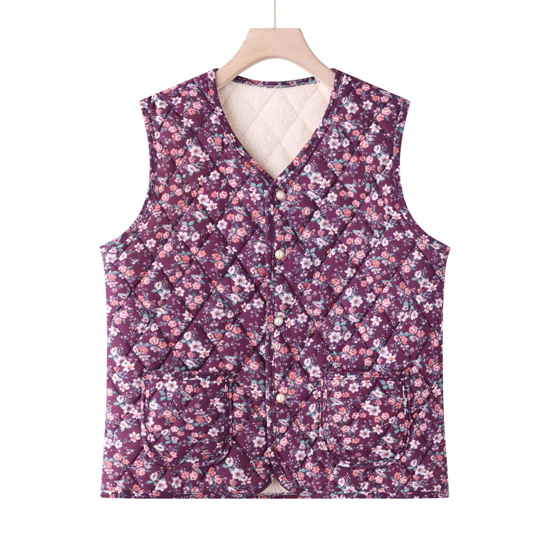 Frauen Blumen- Herbst Winter Weste Plus Größe Weste Landschaft Stil Gedruckt Spitzen Ältere frauen lässig Ärmellose Jacke: 5XL / Neon Grün