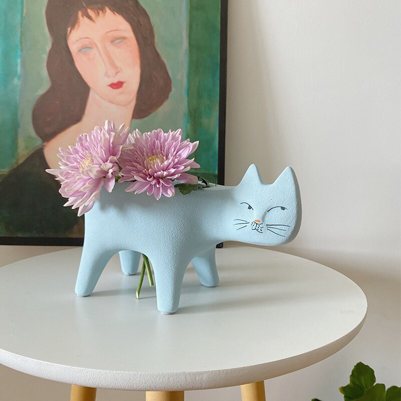 Mignon chat queue bonsaï pot de fleurs dessin animé Animal en céramique Vase personnalité Cactus plante succulente Poted bureau jardin décoration