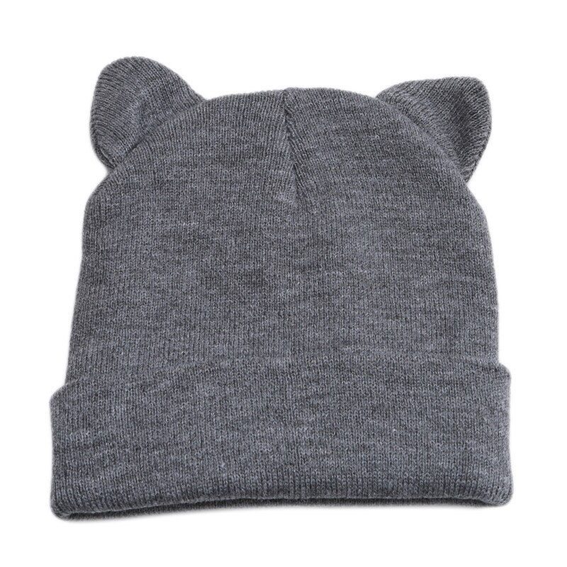 Bonnet épais en laine pour homme et femme, , doux et mignon: Gray