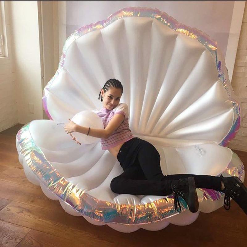 170cm Giant Opblaasbare Shell Pool Float Zomer Water Lucht Bed Lounger Clamshell Met Parel Schelp Schulp board