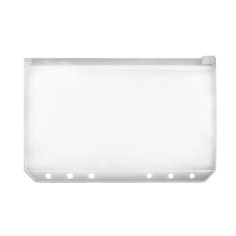 Elastisk gennemsigtig  a5 a6 a7 pvc lynlås taske kort regninger holder pose ring plast lomme dagbog løs blad taske: A5