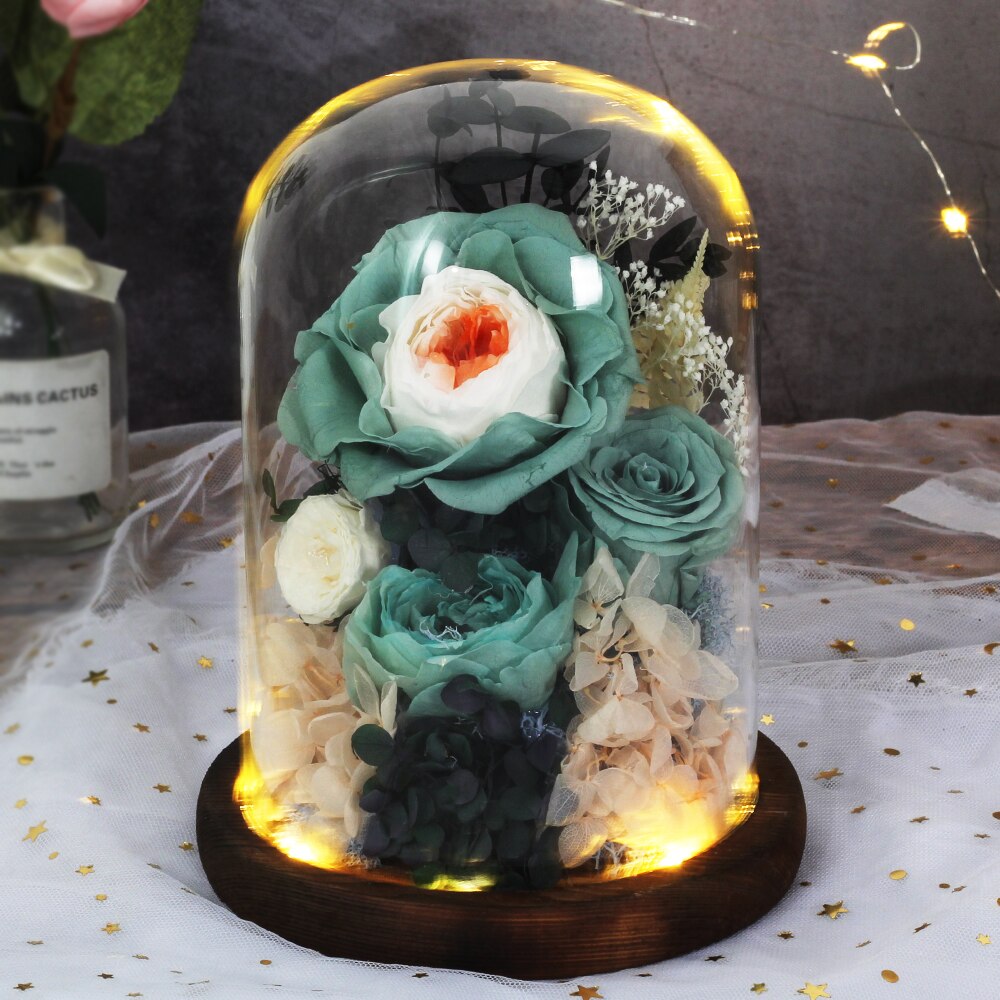 Beauty And The Beast Immortal Flower Rose In Glass Inside Wedding Decoration Flower Christmas Mother's Day Birthday: DA02