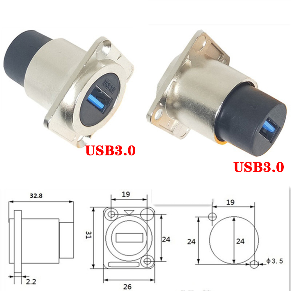 D Type Chassis USB 2.0 3.0 Connector Type C Female to Female USB-C Converter Adapter Type-C Panel Mount DIY Jack