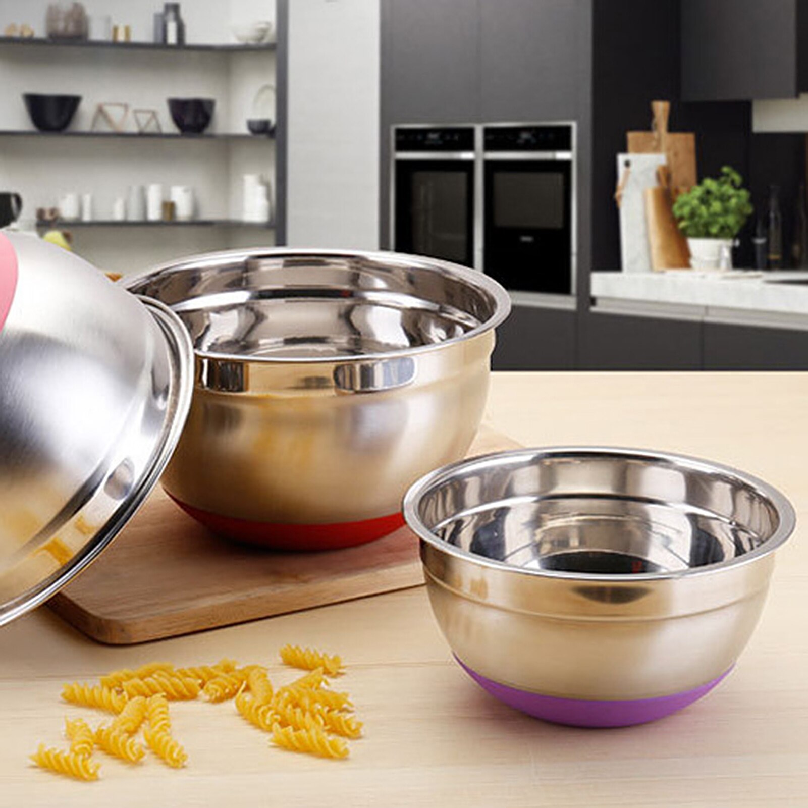 Stainless Steel Mixing Bowl Cake Salad Food Heat Insulation Holder Kitchen Tool Dishes Lunch Box