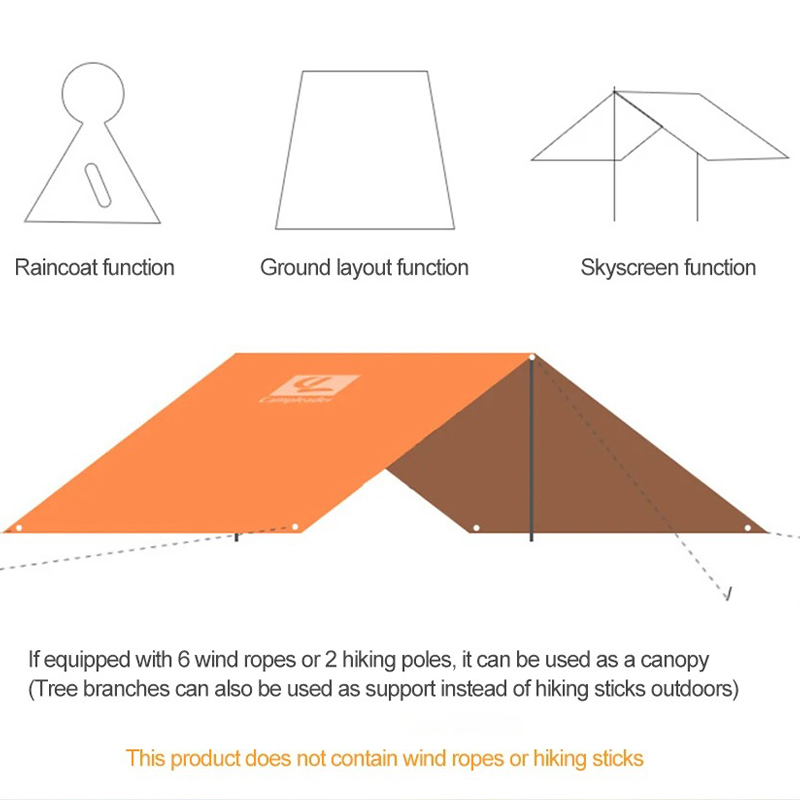 Udendørs 3 in 1 regnfrakke hættetrøje lang vandtæt regnponcho motorcykel regnslag camping vandreture rejse regntøj telt