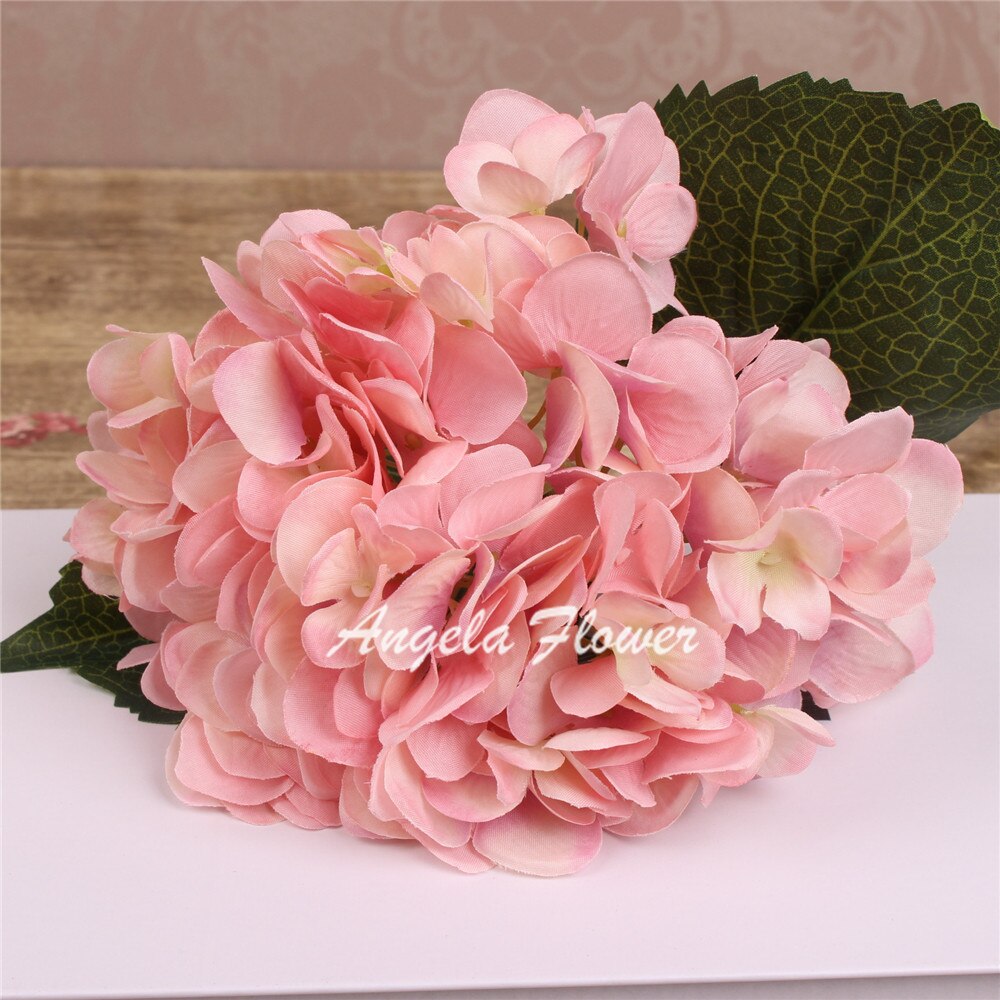 Hei -q 1 stk 46cm kunstige blomster hortensia blomster 7 farger hjemmedekorasjoner for bryllupsfest fotografering: Rosa