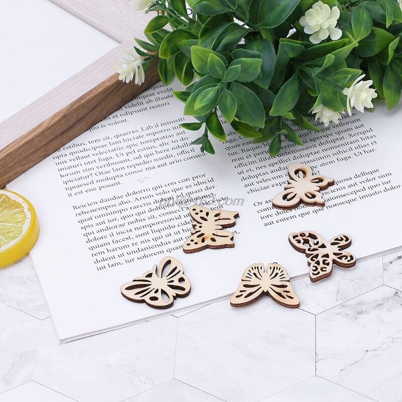 50 Pcs Cut Hout Vlinder Versiering Houten Vorm Craft Wedding Decor