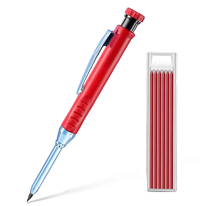 Sacapuntas incorporado de lápiz de carpintero sólido para agujero profundo 2B núcleo de plomo lápiz mecánico trazado marcado herramienta de carpintería