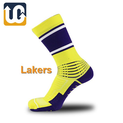 Calze da basket professionali da uomo calze sportive da uomo Super Star calze antiscivolo durevoli asciugamano da Skateboard calza inferiore: Lakers Home