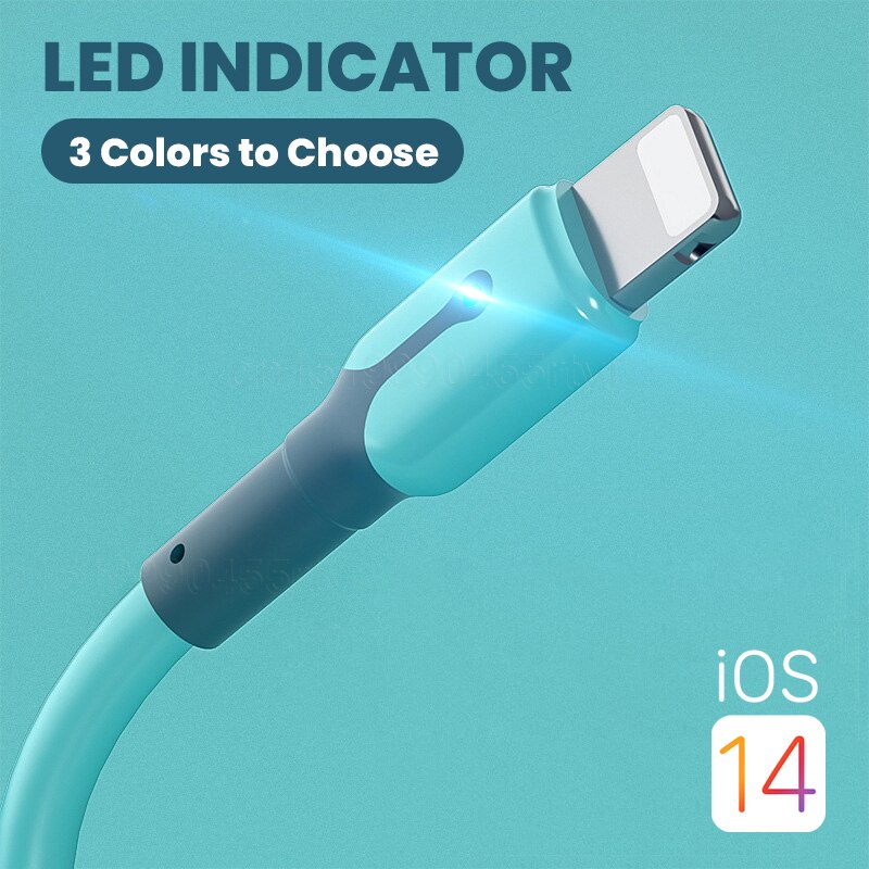 Zachte Verlichting Usb-kabel Voor Iphone 13 12 11 Pro Max Xr Xs 8 7 6 Ipad Snelle Data Opladen lader Usb Draad Koord Mobiele Telefoon Kabel