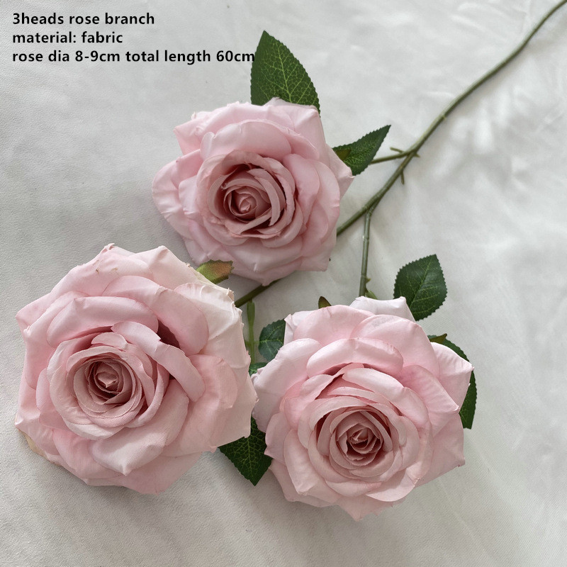 Decoración de boda, rosa polvoriento, rubor, café ligero desnudo, arroz, rosa artificial blanca, fila de flores, guía de camino, flor,: Amarillo claro