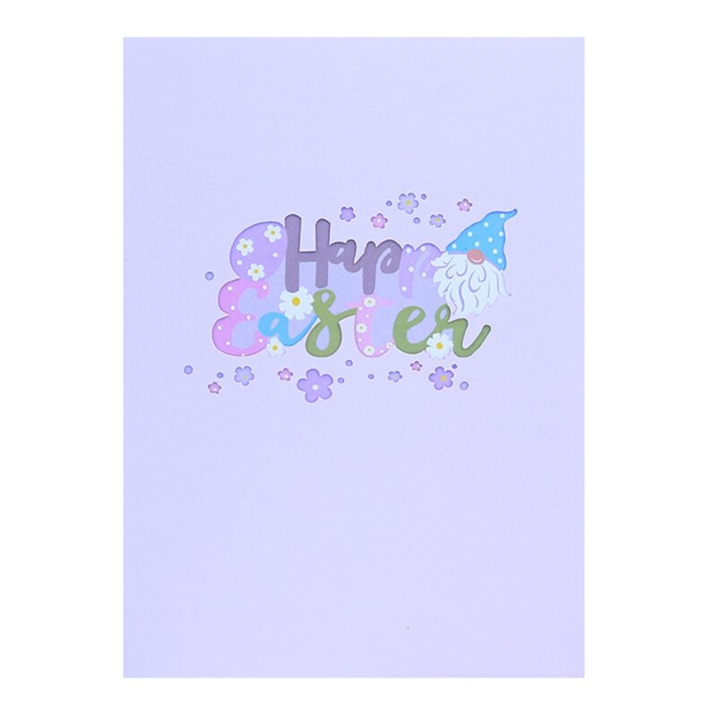 3D Pop Up Cards Happy Easter Greeting Cards Flower Gnome Egg Postcards with Envelope for Easter Day Handmade