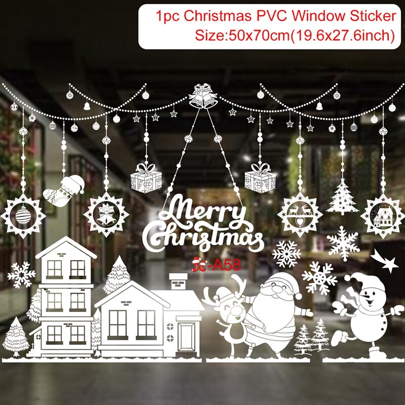 QIFU-pegatina de pared de Feliz Navidad para el hogar, decoración navideña de vidrio para ventana, sala de estar, pegatinas de Feliz Año , 2024, 2025