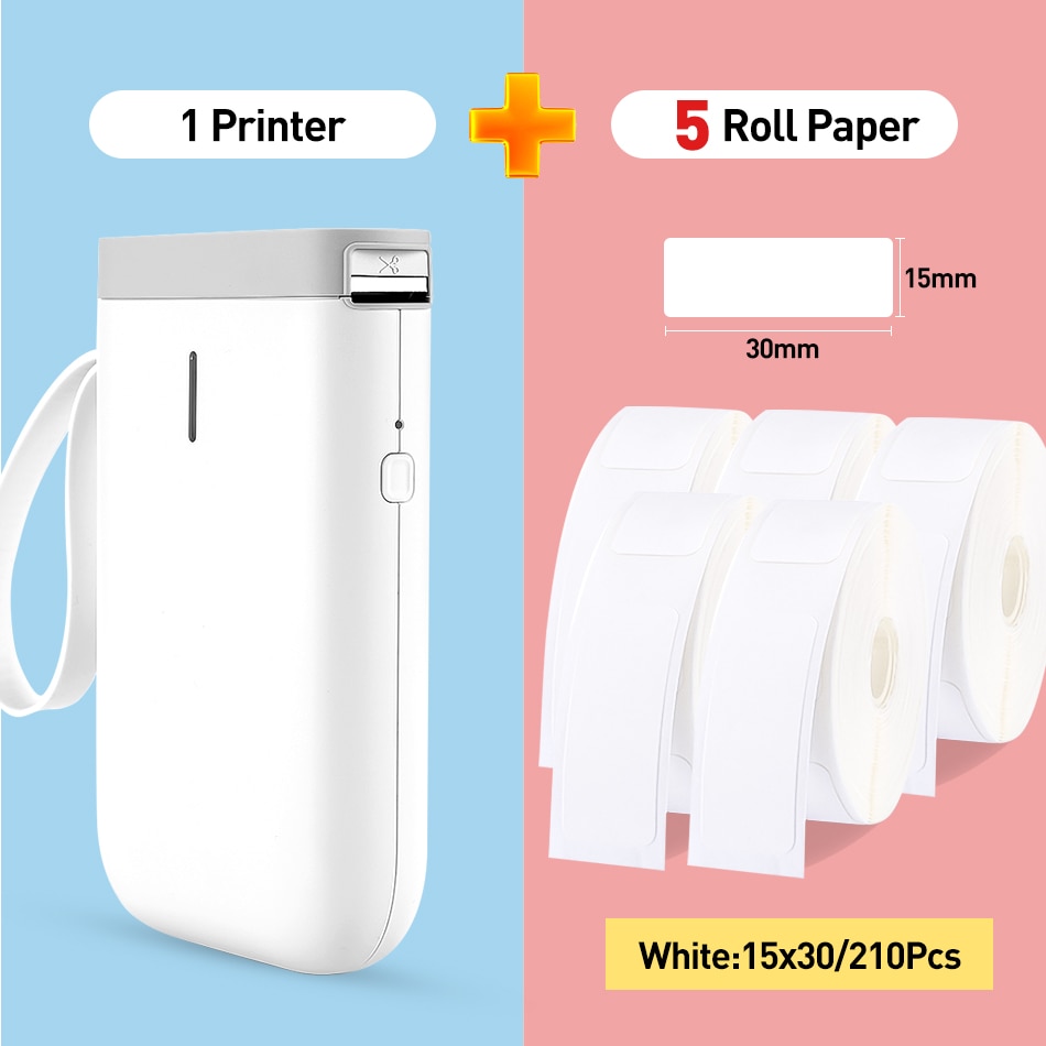 D11 Wireless label printer Portable Pocket Label Printer Portable BT Thermal Label Printer Home Use Office Fast Printing Printer: White 5WhiteLabel A