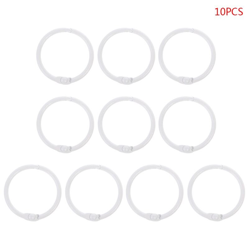 10pcs Metal Loose Leaf Binder Ring Book Hoops DIY Albums School Office Supplies Craft: White