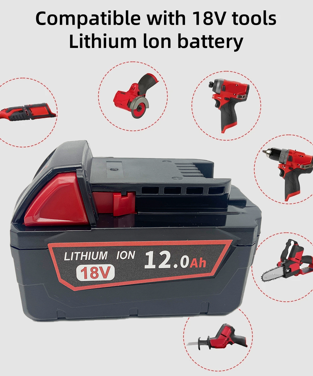Nowy zamiennik baterii litowej Milwaukee M18 18 V 12000 mAh 18650 do baterii narzędziowej Milwaukee 48-11-1860 48-11-1850 48-11-1840