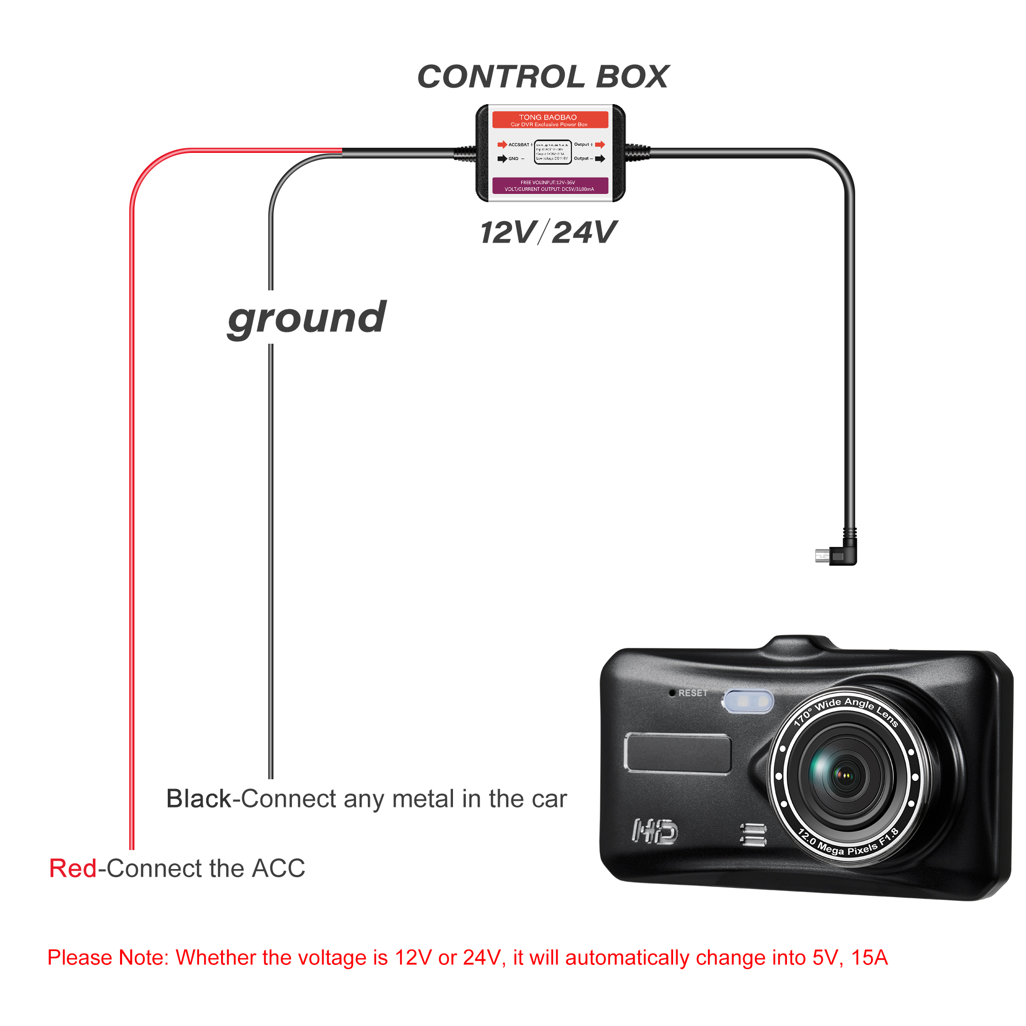 Car Dash Cam Wire 3.2m Mirror Mini Micro USB Charger Line DVR Hard Wire Cable Kit Video Recorder 12/24V To 5V Auto Dashcam Wire