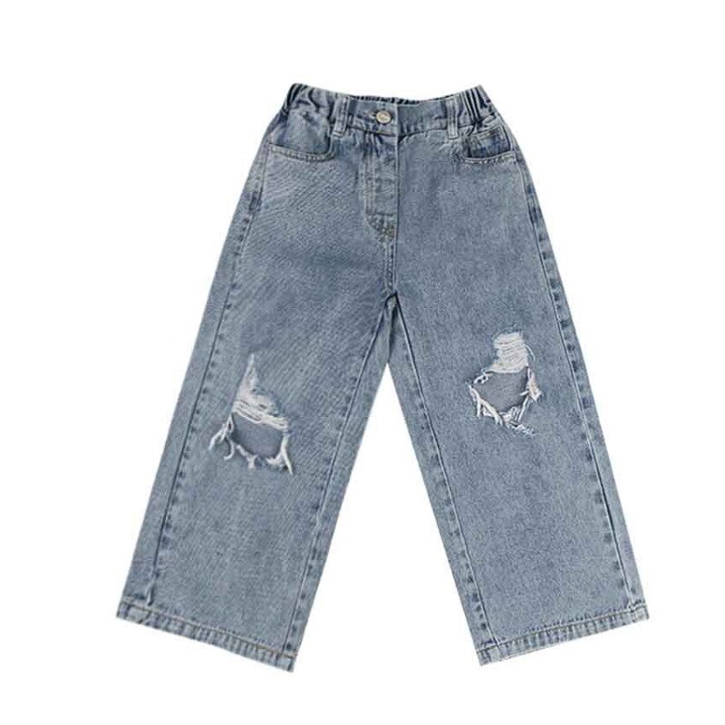 Jean Cool troué pour fille, pantalon en Denim pour enfants, printemps été automne: 7