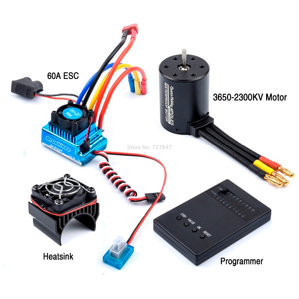 3650 2300KV / 3100KV / 3900KV / 4300KV / 5200KV Brushless Motor &amp; 45A 60A 80A 120A ESC Combo for 1:10 RC Car Boat Part