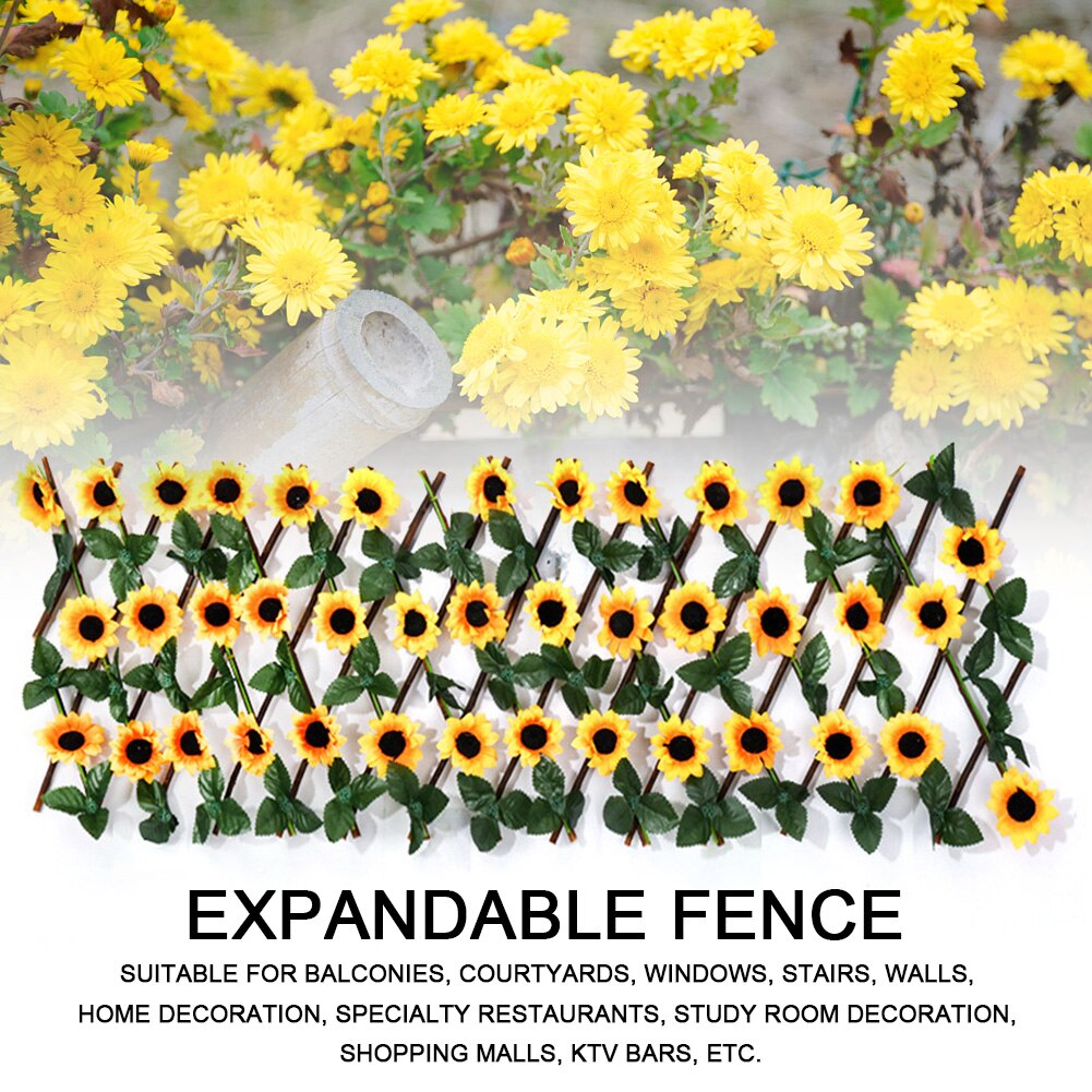 Artificial Flower Leaves Garden Screening Backyard Home Balconies Trellis Privacy Screen Expandable Indoor UV Protection Fence