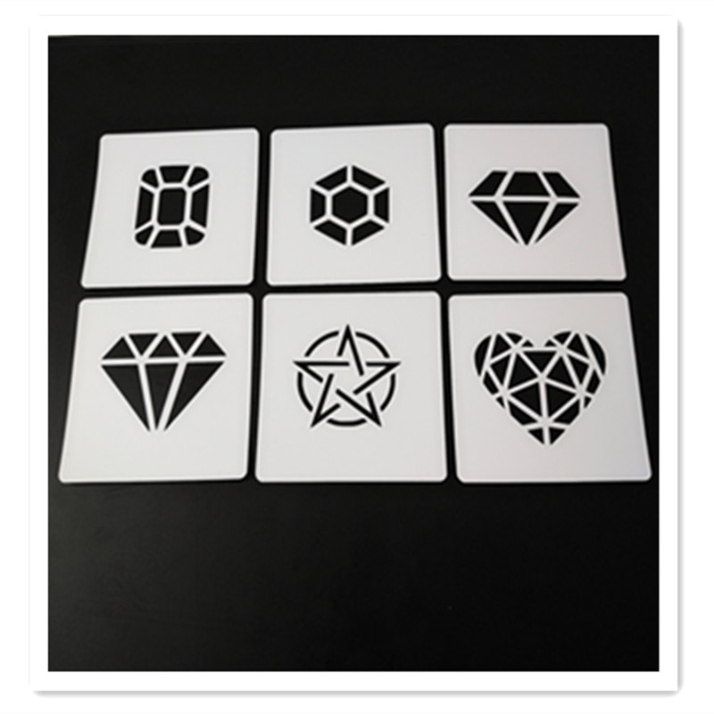 Geometric Heart Stencils,Diamond,Star Stencils for Drawing and Scrapbook,Chalk,Acrylic Painting, set of 6 small pieces