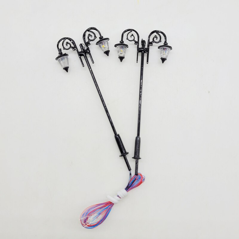 Ho Scale Garden Model Lamp 3v Boutique Double Head Lamp Model Park Lamp Post Train Layout Model Park Garden Street Lights: 2pcs