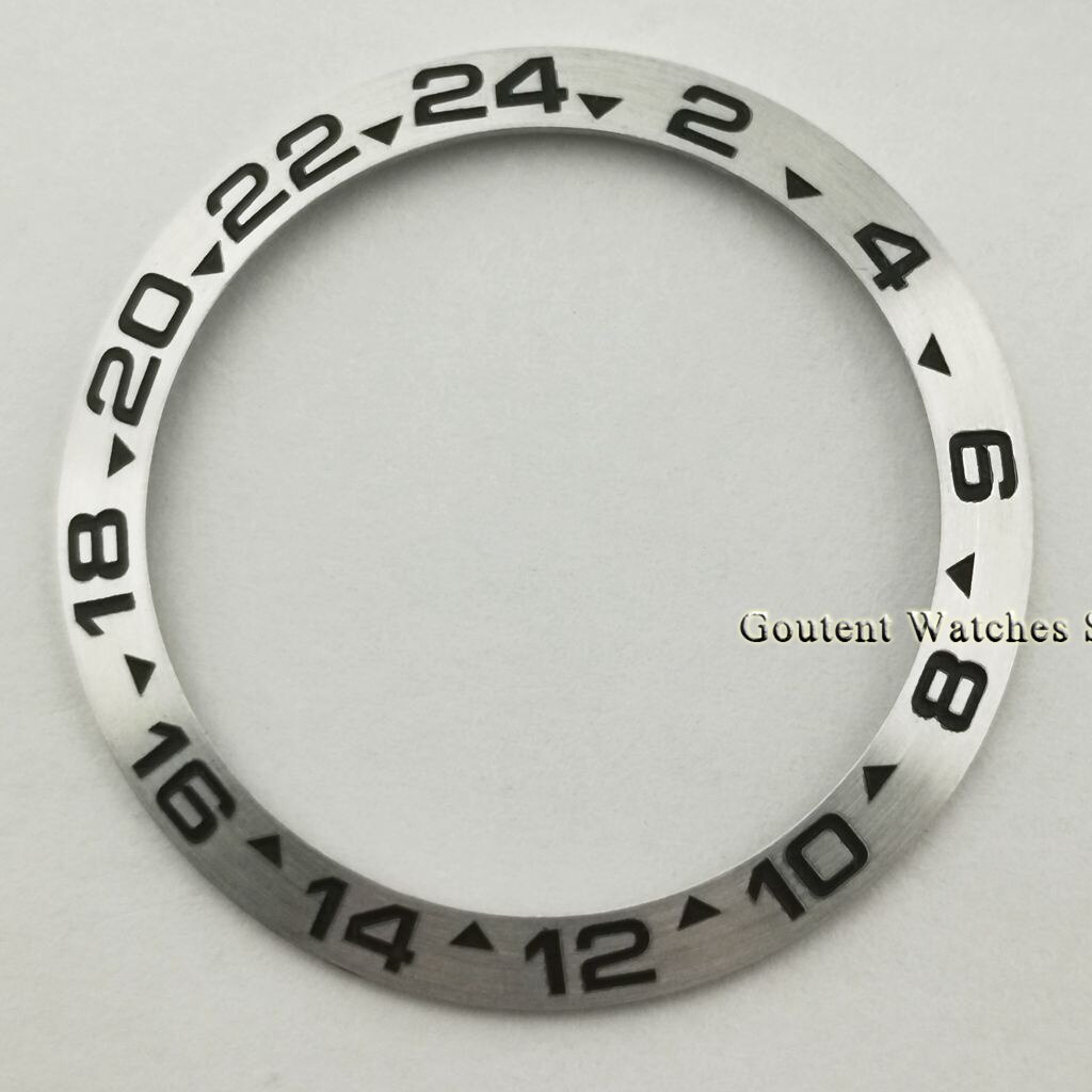 38mm Style Silver GMT Bezel Insert Stainless Steel Bezel Fit For 40mm Automatic Watch