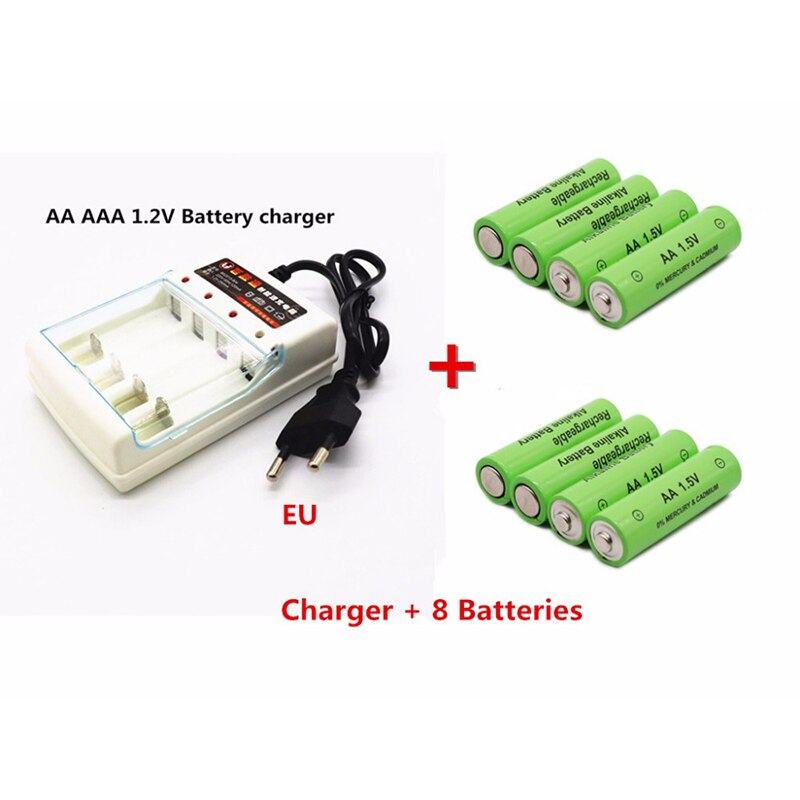 4-8 stuks daweikala aa-batterijen 3000 1.5 v quanlity oplaadbare batterijen  aa 3000 mah ni -mh 1.5v oplaadbare batterijen + oplader: Wit