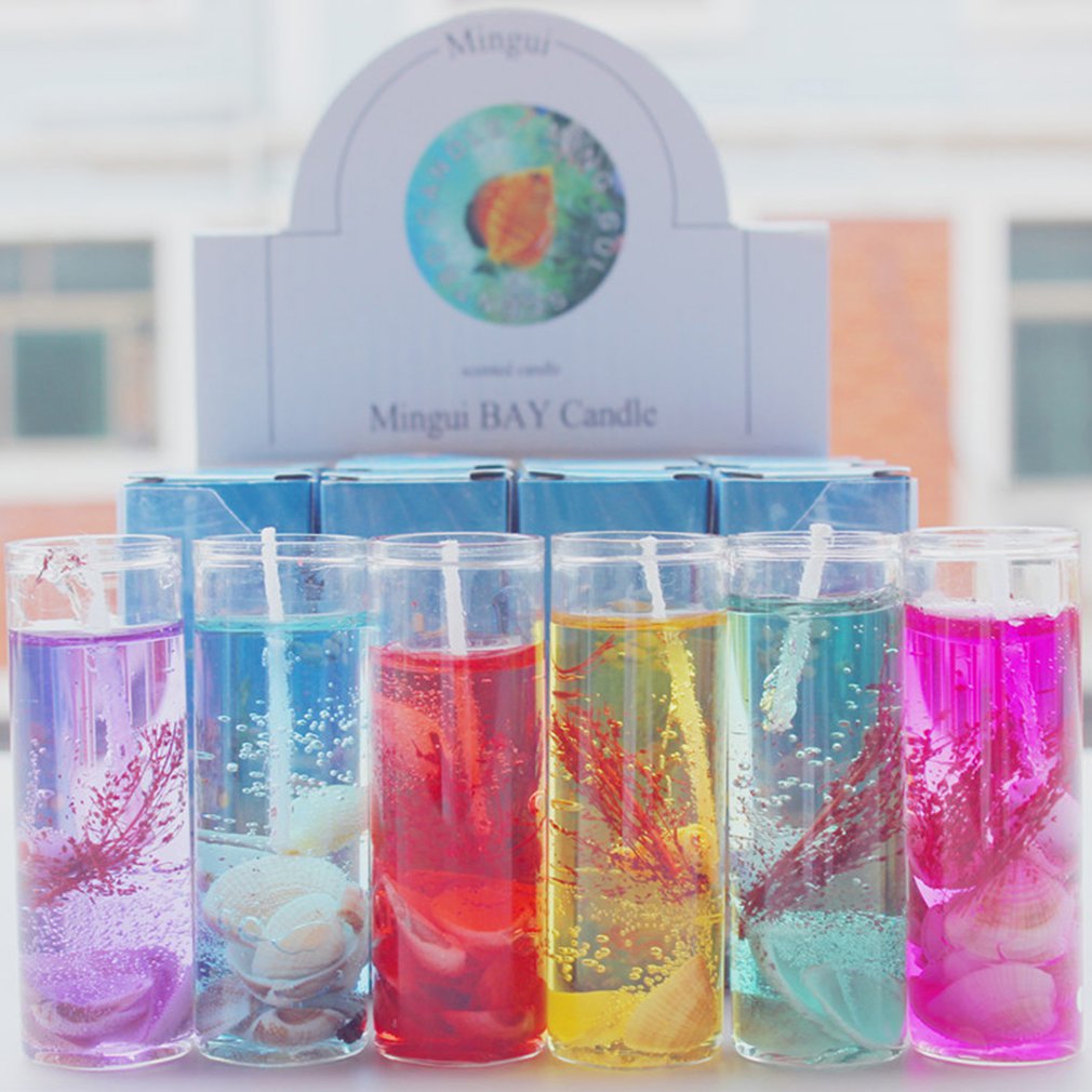 Velas románticas copa de cristal velas de concha de cumpleaños de boda de San Valentín velas de cera de gelatina de mar de aromaterapia