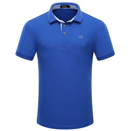 Summer polo shirt Business casual solid men&#39;s polo shirt Short sleeved cotton shirt polo men Branded clothing tops man: blue / L