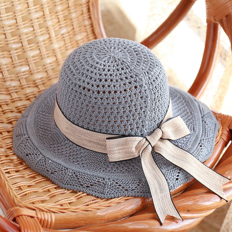Sombrero plegable de ala ancha flexible para niña y mujer, gorro de punto de ganchillo, sombrero de playa para mujer, gorro de viaje con protección UV, sombrero de mujer