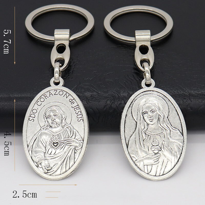 Heymamba katolsk jesus jomfru maria charme vedhæng engel helgen benedict krucifiks statue nøglering religiøs kirke souvenir: Stil 4