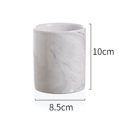 Keramische Marmer Patroon Make Up Borstel Organizer Cosmetische Wenkbrauwpotlood Lipstick Opslag Buis Pen Houder Sieraden Opbergdoos: Marble Gray